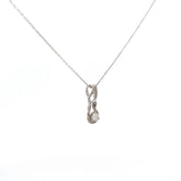 14k White Gold .42ct F SI1 Round Diamond along the side/ .20ct Round Diamond Love Knot Necklace